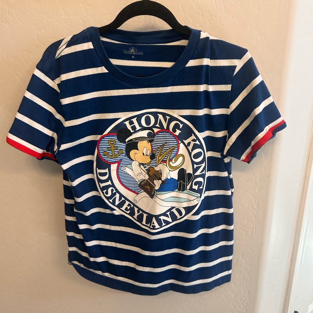 Disneyland- Hong Kong Nautical Blue and White Short Sleeve Tee